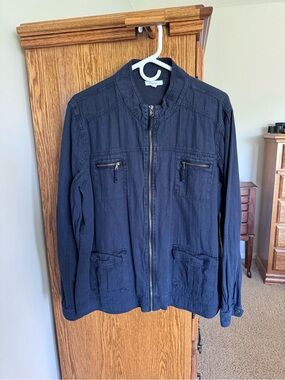 Maurices Navy Lightweight Zip-Front Shirt Jacket